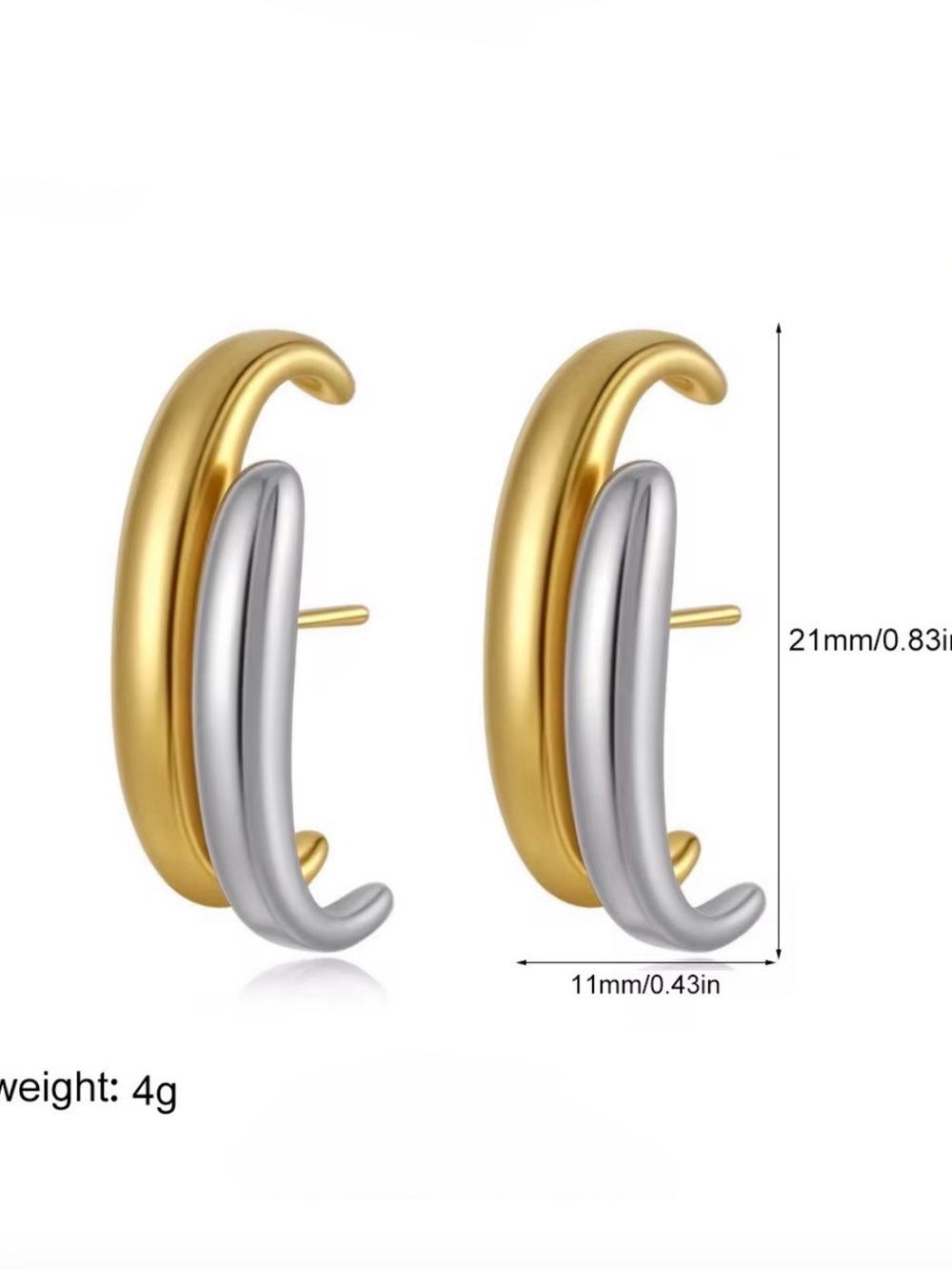 NEW Two-Tone Mini Cuff Earrings - Gold & Silver Mixed Metals Demarson STYLE AU14